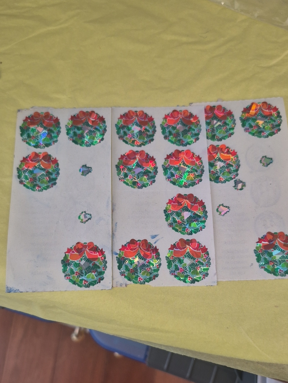 Holographic Holiday Wreath Sticker Sheets - Red & Green